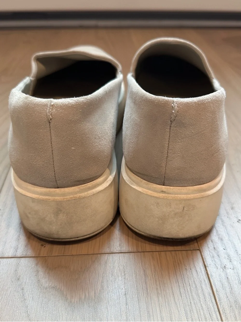 Vince Camuto Suede Leather Beige Slip-On Platform Sneakers